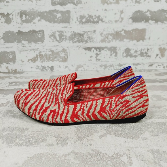 NEW Rothy's The Flat Red Zebra Round Toe Slip On Loafers K170